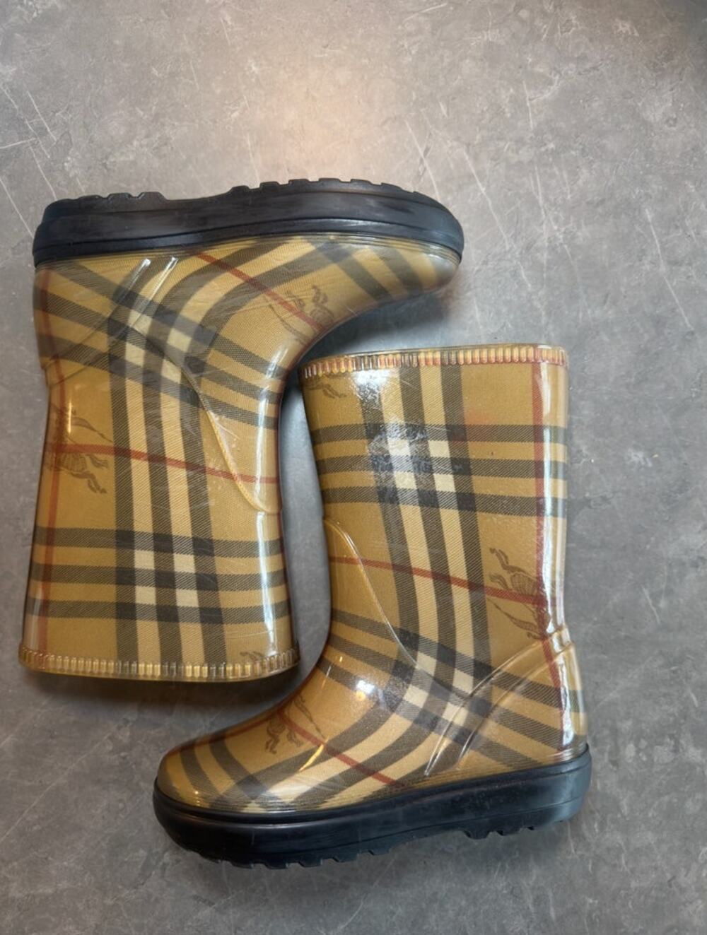 Burberry Children's Classic Nova Check Rubber Rain Boots - Kid's Size US 9/10